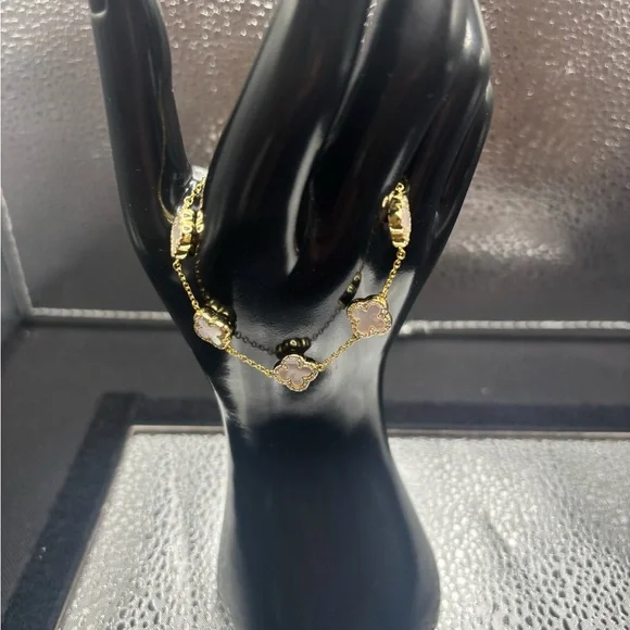 Elegant Sterling Silver Mother Of Pearl Gold and White Women's Bracelet